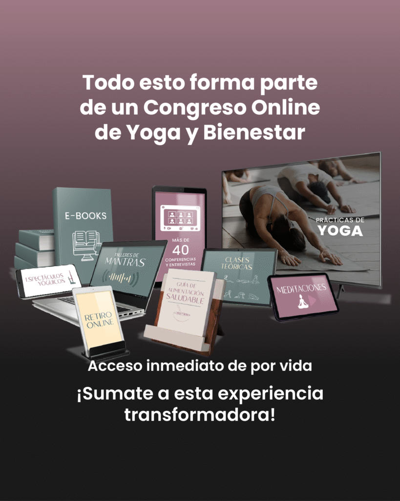 Materiales que te llevas al acceder al congreso de yoga. Meditaciones, clases de yoga, entrevistas y mucho más.
