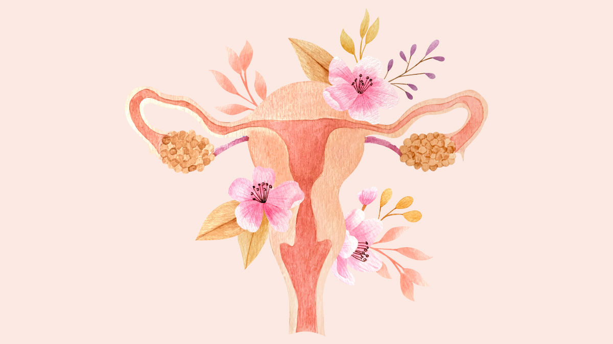 Ilustración de un útero con flores, símbolo de la Sanación de Útero, el Rito del Útero y la energía creadora femenina.